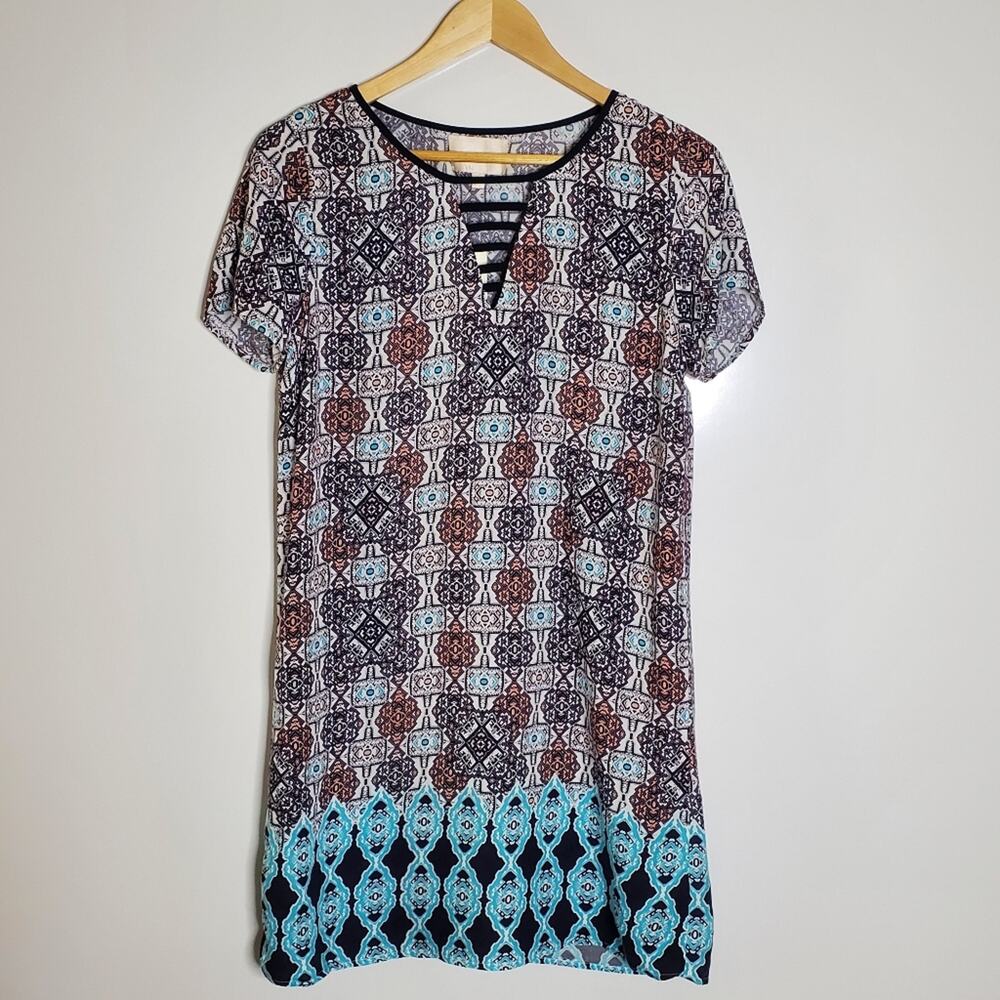 SKIES ARE BLUE patterned lightweight mini dress Size Medium Petite